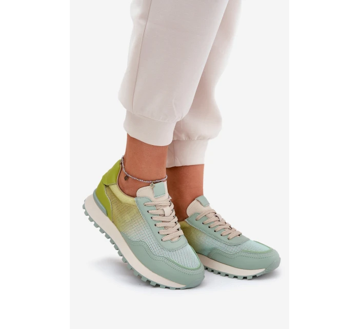 Kožené Sportovní Boty S Dámské  Zelené model 21691280 - VINCEZA