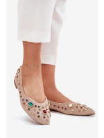 Dámské Baletky Ozdobené Béžové model 21702728 - Boto Dámské Baletky Ozdobené Béžové model 21702728 - Boto