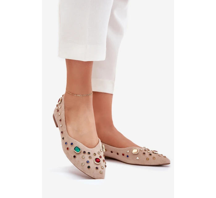 Dámské Baletky Ozdobené Béžové model 21702728 - Boto Dámské Baletky Ozdobené Béžové model 21702728 - Boto
