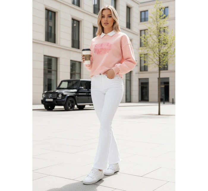 Dámská oversize mikina s potiskem HAPIRES růžová FashionStreet BY1486