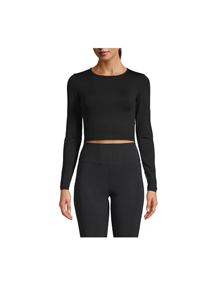 CASALL Crop Tričko s dlouhým rukávem Black
