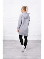 Mikina s kapucí a nášivkami šedá