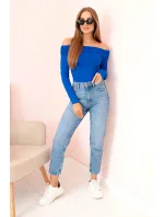 Dámská halenka s dlouhým rukávem a odhalenými rameny chrpově modrá Dámská halenka s dlouhým rukávem a odhalenými rameny chrpově modrá