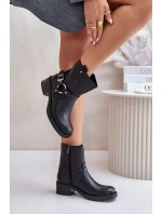 model 21673721 Kožené Boty Na Nízkém Podpatku Zateplené Černé - Zazoo model 21673721 Kožené Boty Na Nízkém Podpatku Zateplené Černé - Zazoo