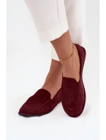 Dámské mokasíny z eko semiše ploché bordové model 21710856 - Boto Dámské mokasíny z eko semiše ploché bordové model 21710856 - Boto