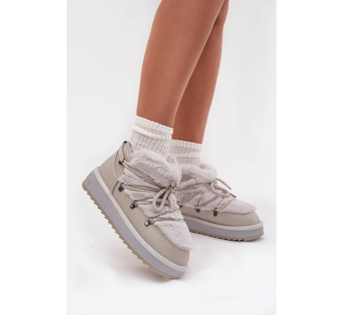 Nízké sněhule na platformě s kožešinkou D.Franklin DFSH370011 světle šedé