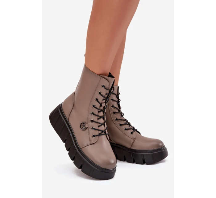 Dámské workery na platformě – tmavě béžové Vinceza 58588 Dámské workery na platformě – tmavě béžové Vinceza 58588