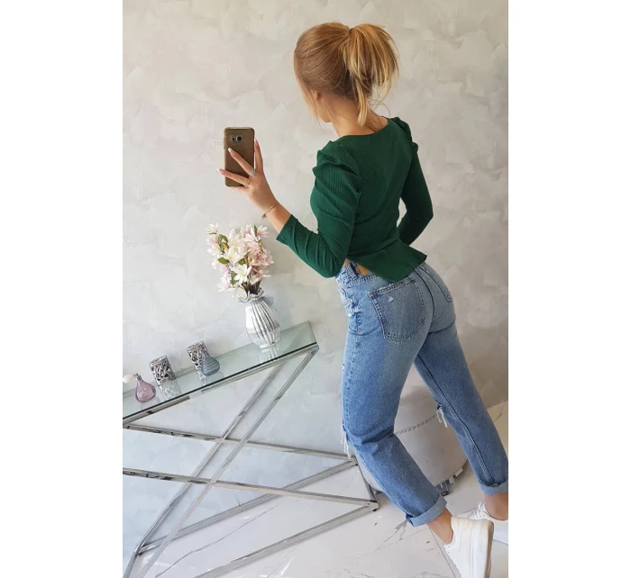 Halenka s buffovými rukávy 68932 zelená - Kesi Halenka s buffovými rukávy 68932 zelená - Kesi
