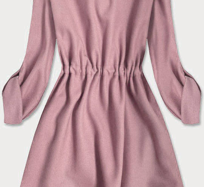Volný dámský kabát ve starorůžové barvě s klopami (20536)