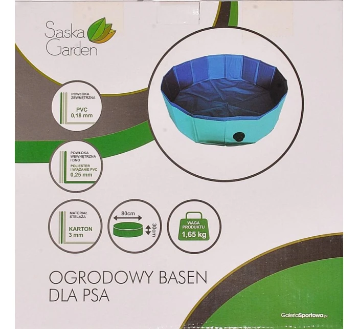 SKLÁDACÍ ZAHRADNÍ BAZÉN PRO PSY 80X30CM SASKA GARDEN