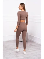 Žebrovaný komplet krátký top mocca Žebrovaný komplet krátký top mocca