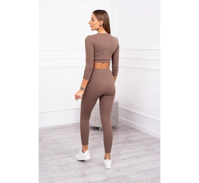 Žebrovaný komplet krátký top mocca Žebrovaný komplet krátký top mocca