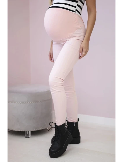 Těhotenské kalhoty, barevné džínovina pudrově růžová