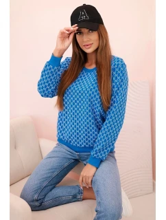 Dámská mikina s potiskem a kulatým výstřihem chrpově modrá