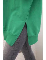 Dámská bavlněná mikina se širokým lemem dole zelená