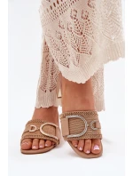 Dámské Sandály Na Podpatku S Ozdobným Detalem Tmavě Béžové model 21699808 - Boto Dámské Sandály Na Podpatku S Ozdobným Detalem Tmavě Béžové model 21699808 - Boto