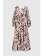 Dámské maxi šaty MOODO - béžové s květinovým vzorem