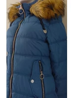 Dámská prošívaná bunda s kapucí W701 petrolejová - MHM