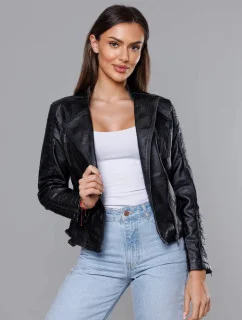 Černá bunda ramoneska se stojáčkem model 18125320 - Forget me not FASHION