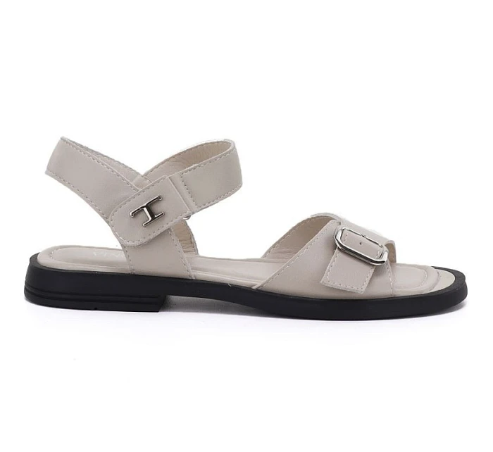 Dámské béžové kožené sandály model 22117680 - VINCEZA