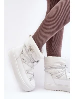 Dámské sněhule na platformě s vázáním bílé model 21641618 - Boto