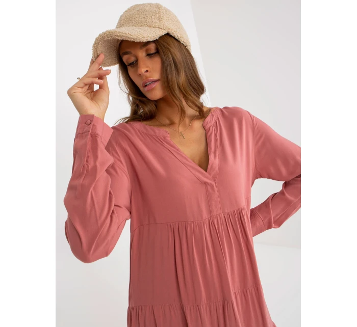 Šaty D73761M30361A tmavě růžové