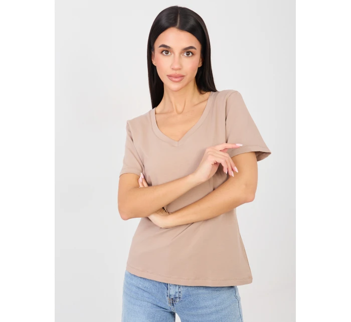 T shirt RV TS model 21888893 ciemny bezowy - FPrice T shirt RV TS model 21888893 ciemny bezowy - FPrice