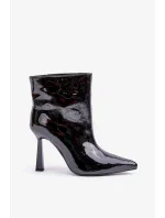 Lakované Kotníkové Boty Na Špičce Nazouvací Černé Seliri Lakované Kotníkové Boty Na Špičce Nazouvací Černé Seliri