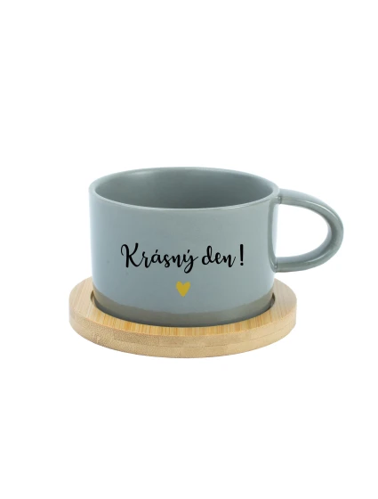 KRÁSNÝ DEN! - šedý hrníček makronka 200 ml