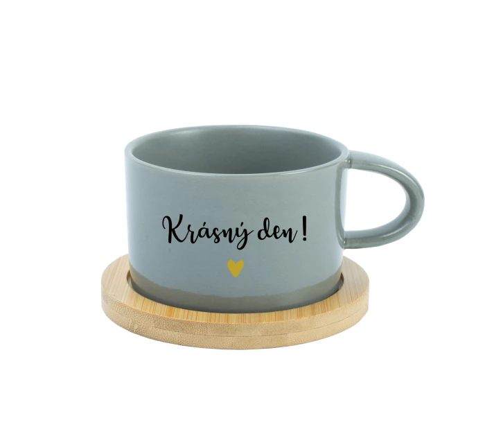 KRÁSNÝ DEN! - šedý hrníček makronka 200 ml