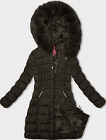 Dámská zimní bunda s kapucí khaki (2M-21013)