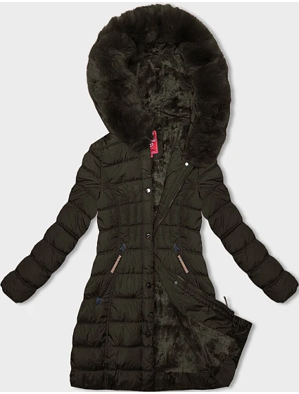 Dámská zimní bunda s kapucí khaki (2M-21013) Dámská zimní bunda s kapucí khaki (2M-21013)