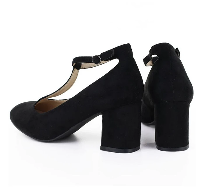 Černé semišové lodičky s podpatkem model 22073628