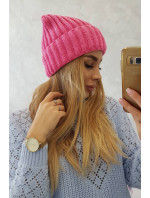 Čepice Magda s ohrnutím K293 růžová neonová
