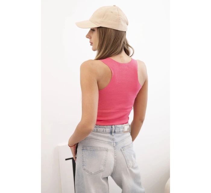 Dámská pruhovaná top na ramínkách s ozdobnou nášivkou růžová