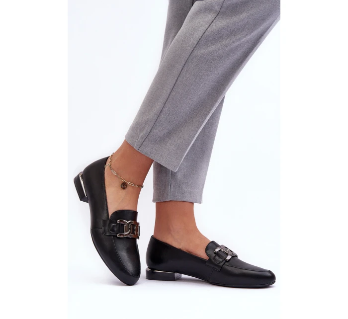 Dámské mokasíny s ozdobou černá model 21636073 - SERGIO LEONE