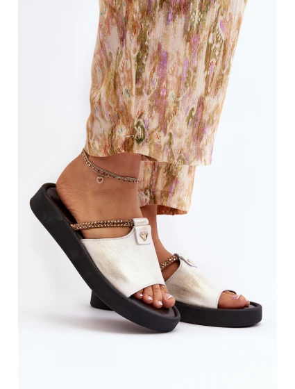 Kožené dámské žabky model 21646214 stříbrné - Zazoo Kožené dámské žabky model 21646214 stříbrné - Zazoo