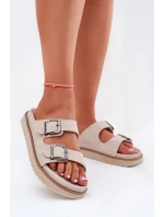 Dámské Semišové Pantofle S Přezkami Béžové D.Franklin DFSH405001