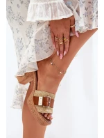 Kožené Dámské Sandály Na Podpatku S Přezkou A Pletením Hnědé model 21697435 - Zazoo Kožené Dámské Sandály Na Podpatku S Přezkou A Pletením Hnědé model 21697435 - Zazoo