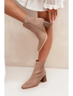 Dámské Botky Z Eko Semiše Na Podpatku Se Zámkem Béžové Zelita Dámské Botky Z Eko Semiše Na Podpatku Se Zámkem Béžové Zelita