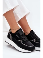 Dámské Zamszové Sneakersy Big Star OO274A312 HI-POLY SYSTEM Černé Panther Dámské Zamszové Sneakersy Big Star OO274A312 HI-POLY SYSTEM Černé Panther