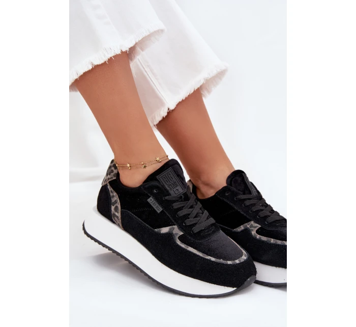 Dámské Zamszové Sneakersy Big Star OO274A312 HI-POLY SYSTEM Černé Panther Dámské Zamszové Sneakersy Big Star OO274A312 HI-POLY SYSTEM Černé Panther