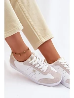 Dámské tenisky z pravé kůže LR61-7091 Bílé Dámské tenisky z pravé kůže LR61-7091 Bílé