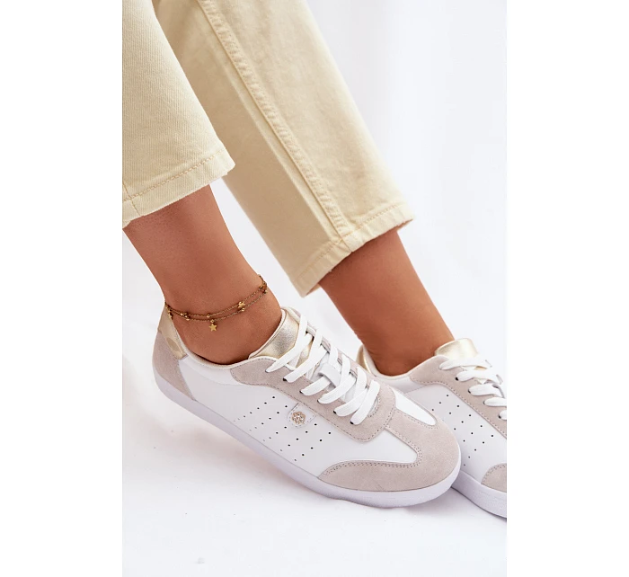 Dámské tenisky z pravé kůže LR61-7091 Bílé Dámské tenisky z pravé kůže LR61-7091 Bílé