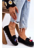 Semišové Mokasíny S Mašlí A Třásněmi Černá Dorine