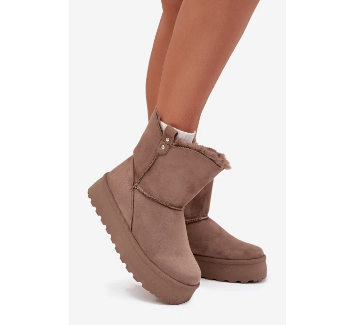 Dámské sněhule na platformě s kožíškem Evelira – světle béžové Dámské sněhule na platformě s kožíškem Evelira – světle béžové