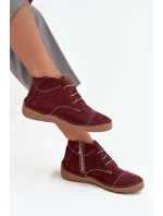 Dámské kožené polobotky s prošitím na zip Artiker – bordó