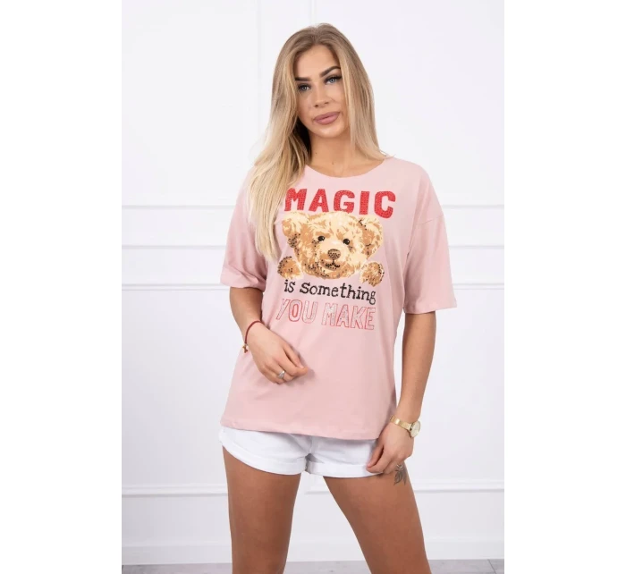 Halenka s potiskem Magic dark powder pink