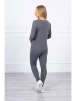 Sada s knoflíkovým výstřihem grafitová