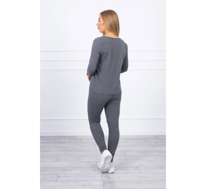 Sada s knoflíkovým výstřihem grafitová